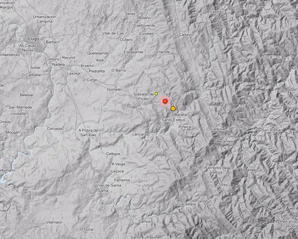 El municipio de Baralla, en la provincia de Lugo, ha experimentado tres pequeños terremotos en un lapso de poco más de dos horas.