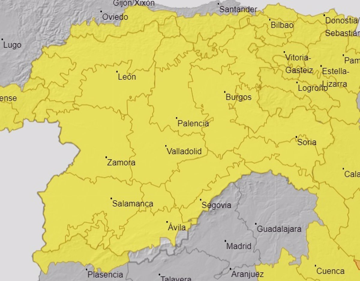 El sábado, todas las provincias de CyL estarán en aviso amarillo por lluvias y tormentas