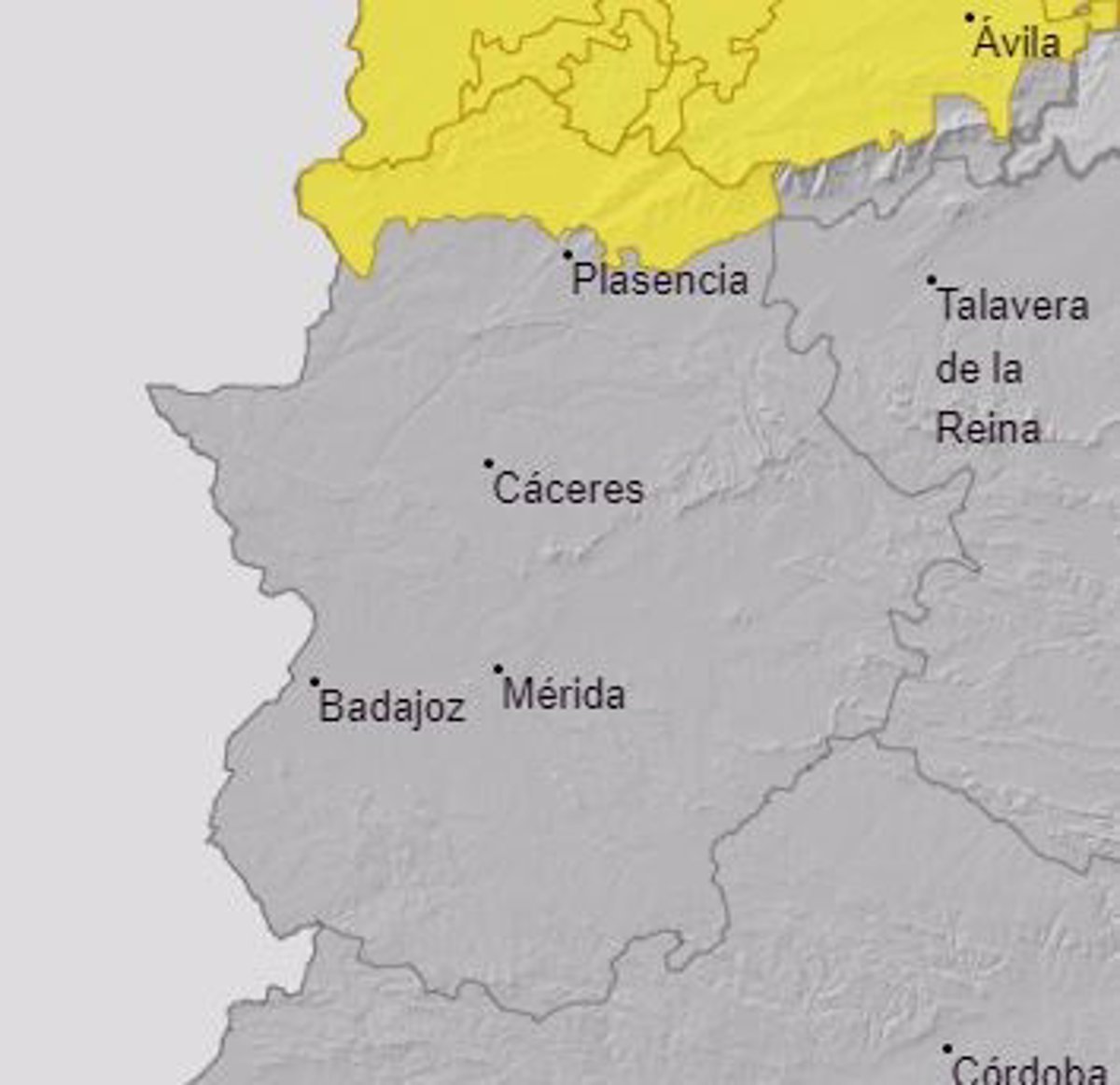Este sábado, el norte de la provincia de Cáceres activa la alerta amarilla por lluvias y tormentas