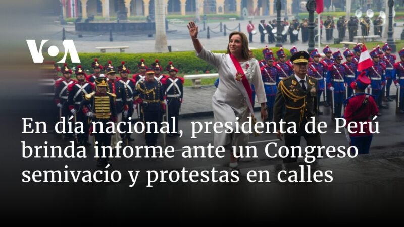 Informe del presidente de Perú en el Día Nacional ante un Congreso medio vacío y protestas callejeras