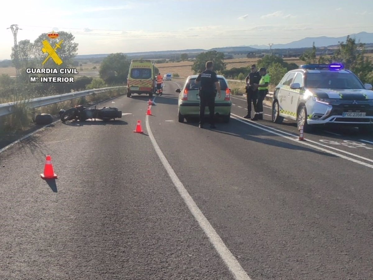 Grave accidente de motociclista en la HUV-5231, Huesca