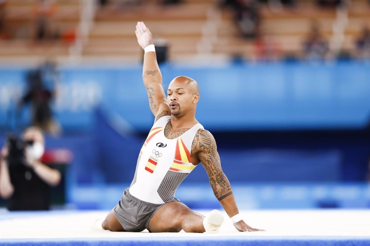 Ray Zapata en la final de suelo olímpico con España.