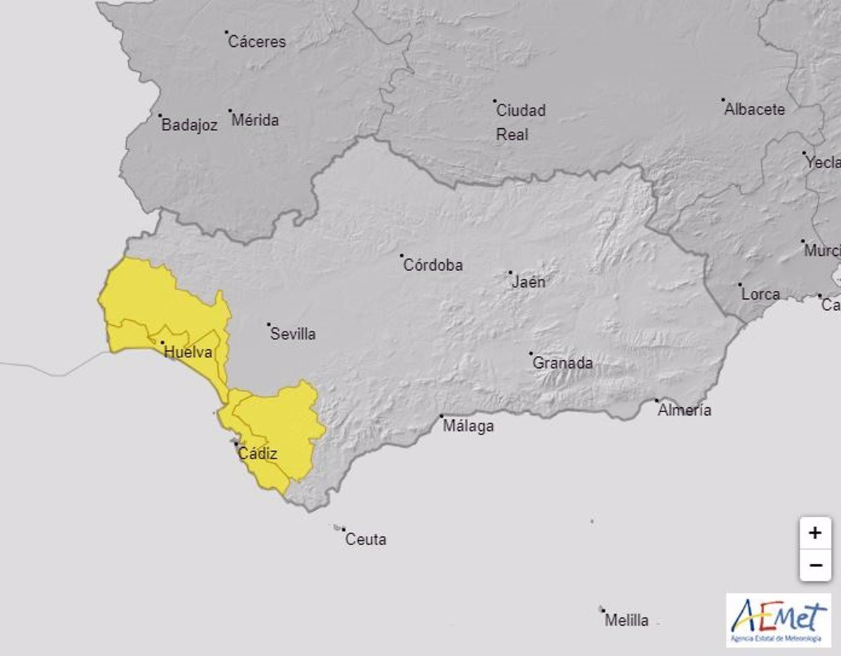 Alerta de tormentas en Huelva y Cádiz este sábado