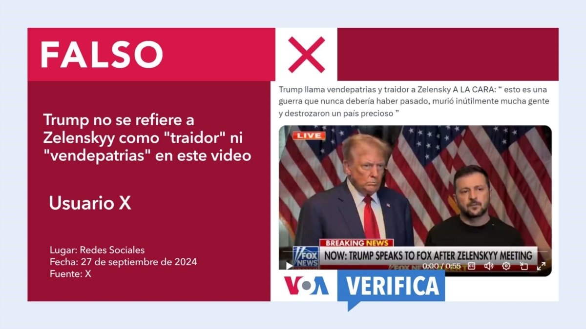 Donald Trump no llamó a Volodymyr Zelenskyy «vendedor» ni «traidor» en la llamada telefónica. 

No se deben difundir noticias falsas sobre las conversaciones entre líderes mundiales.