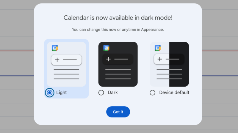 Modo oscuro llega al cliente web de Google Calendar