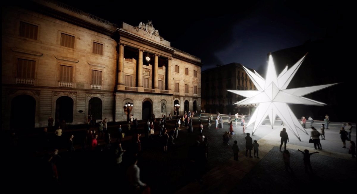 Barcelona cambia belén por estrella en plaza Sant Jaume