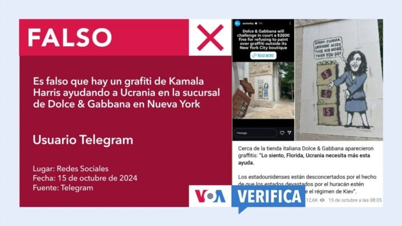 Falsos graffitis de Kamala Harris en Dolce & Gabbana de NY no ayudan a Ucrania.