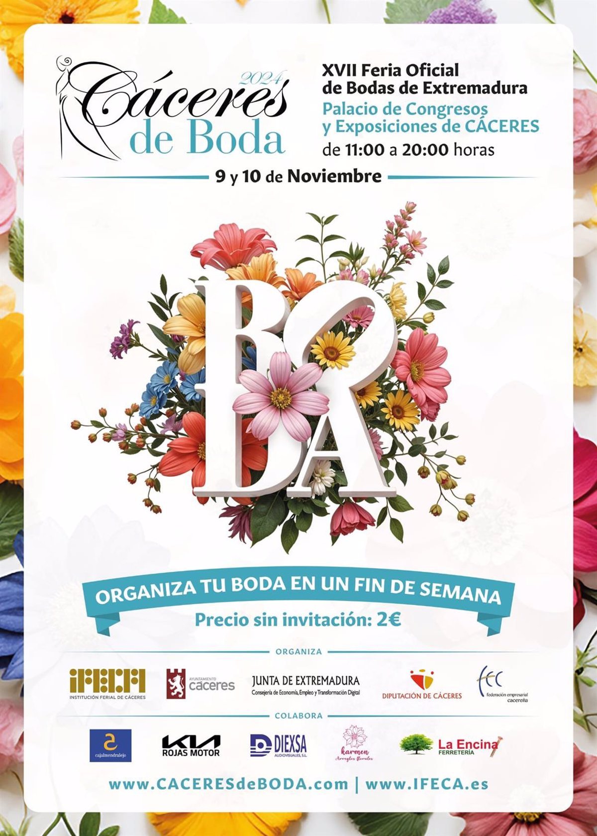 La XVII Feria «Cáceres de Boda» en el Palacio de Congresos con 40 expositores.