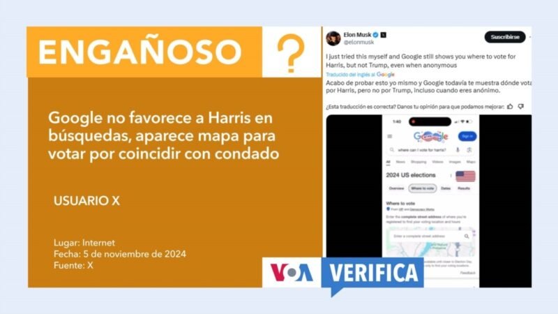 ¿Google favorece a Harris en búsquedas, engañoso según Musk?