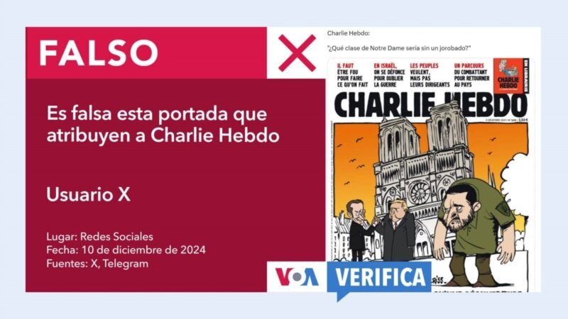 Charlie Hebdo no publicó portada con Zelenskyy como jorobado de Notre Dame.