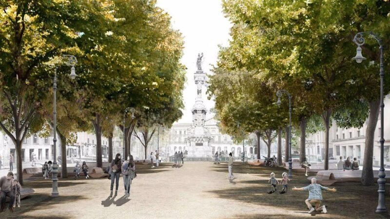 Propuesta ganadora para el Paseo de Sarasate: plataforma única y preservación de árboles