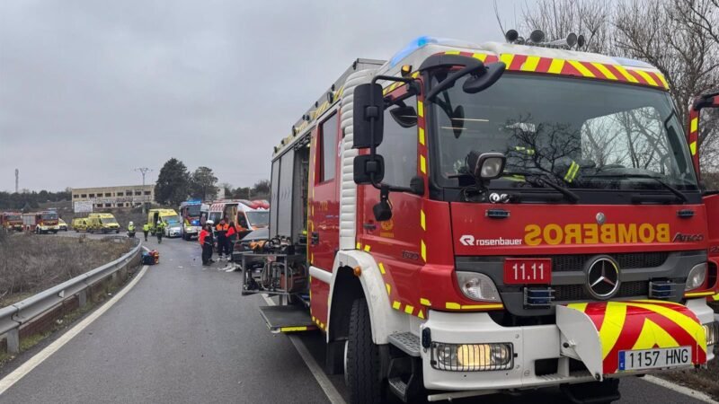 Choque frontal en la M-123 deja dos conductores heridos graves en Valdeolmos-Alalpardo