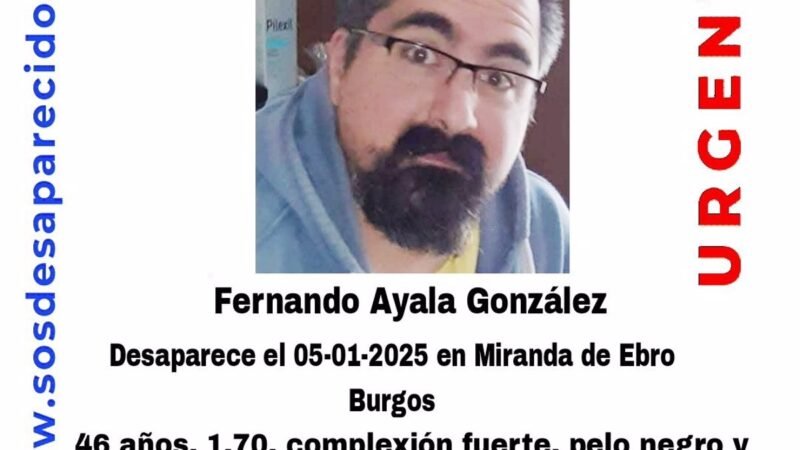 Desaparecido hombre de 46 años en Miranda de Ebro.