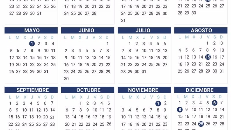 El próximo año contará con 12 festivos, 9 para toda España.