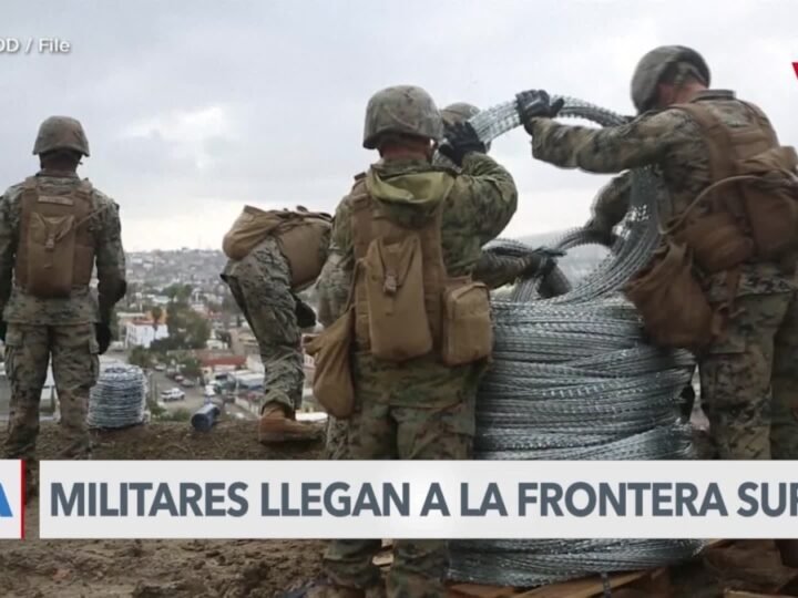 Llegada de soldados estadounidenses a la frontera sur de EE.UU.