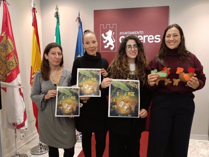 Participación de más de 3.200 personas y 26 dragones en el desfile de San Jorge de Cáceres
